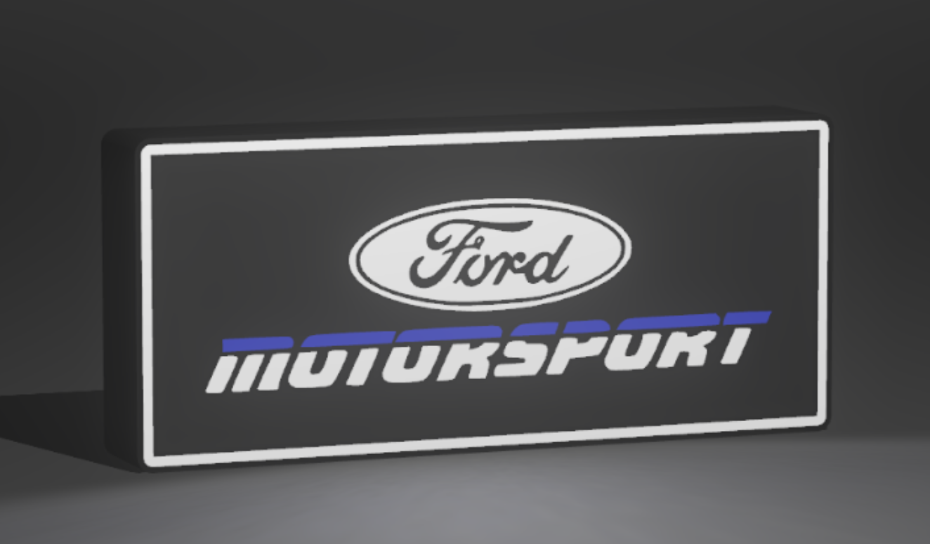 Ford Motor Sport Light LED light box – custom 3D printed – Lit Layer Creations